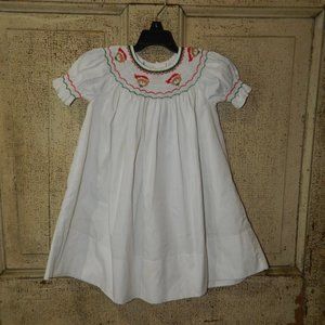 Sweet Angela By Rosalina Smocked Christmas Dress Sz 12M (I-33)